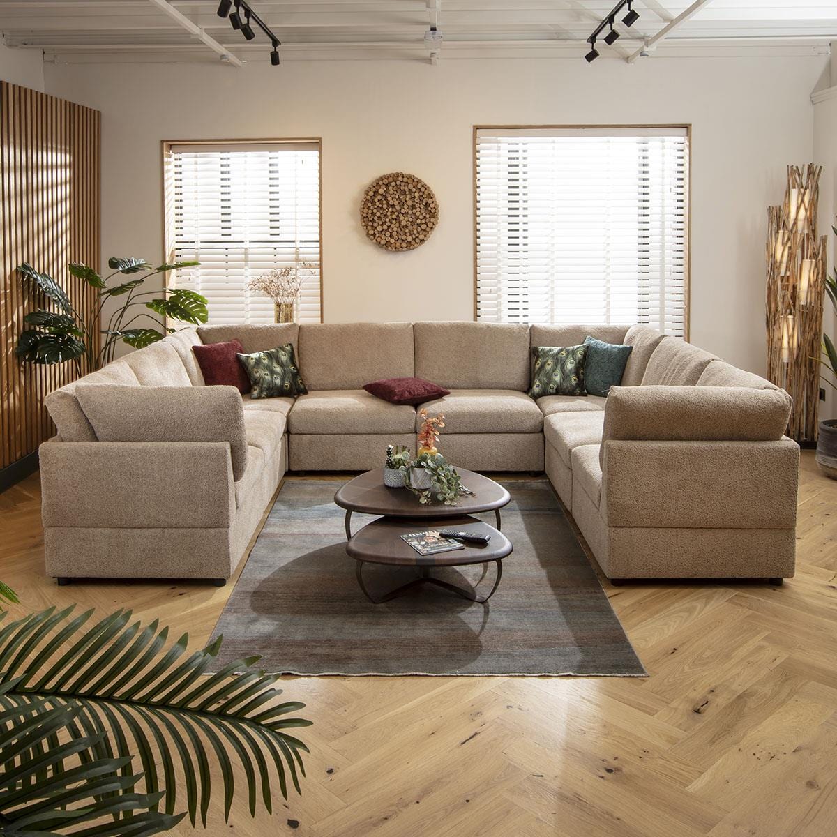 Sophie 8 Seater U-Shape Sofa Biscuit Beige Boucle 320x240cm 11