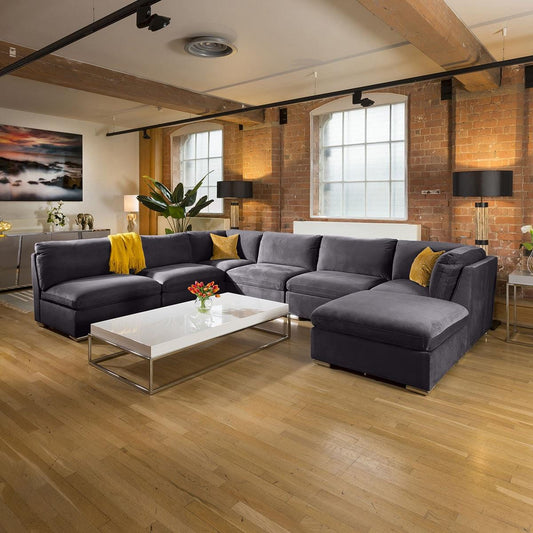Massive Modern Charlotte Corner Sofa Dark Grey 7 Seater U Shape 9L Living Room / Sofas / In Stock Sofas Sheffield Discount Furniture