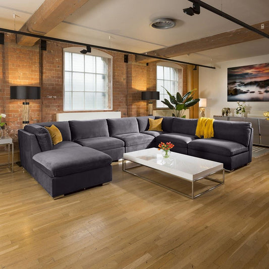 Massive Modern Charlotte Corner Sofa Dark Grey 7 Seater U Shape 9R Living Room / Sofas / In Stock Sofas Sheffield Discount Furniture