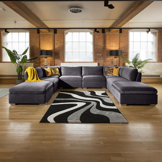 Massive Modern Charlotte Corner Sofa Dark Grey Cinema Settee 10 Living Room / Sofas / In Stock Sofas Sheffield Discount Furniture