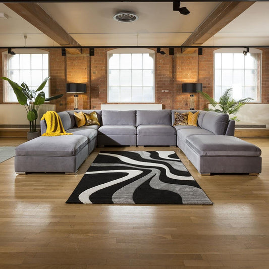 Massive Modern Charlotte Corner Sofa Medium Grey Cinema Settee 10 Living Room / Sofas / In Stock Sofas Sheffield Discount Furniture