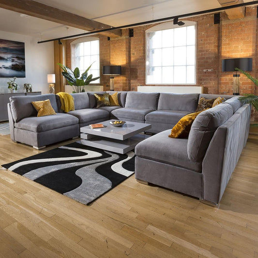 Massive Modern Charlotte Corner Sofa Medium Grey Cinema Settee 18 Living Room / Sofas / In Stock Sofas Sheffield Discount Furniture