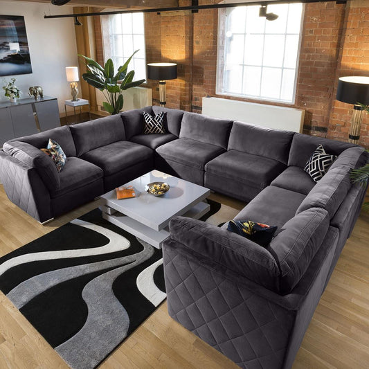 Massive Modern Charlotte Sofa Dark Grey U Shape Corner Couch 11 Living Room / Sofas / In Stock Sofas Sheffield Discount Furniture