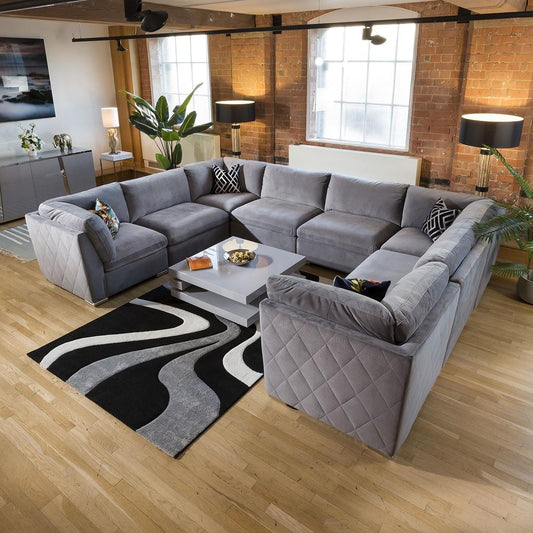 Massive Modern Charlotte Sofa Medium Grey U Shape Corner Couch 11 Living Room / Sofas / In Stock Sofas Sheffield Discount Furniture