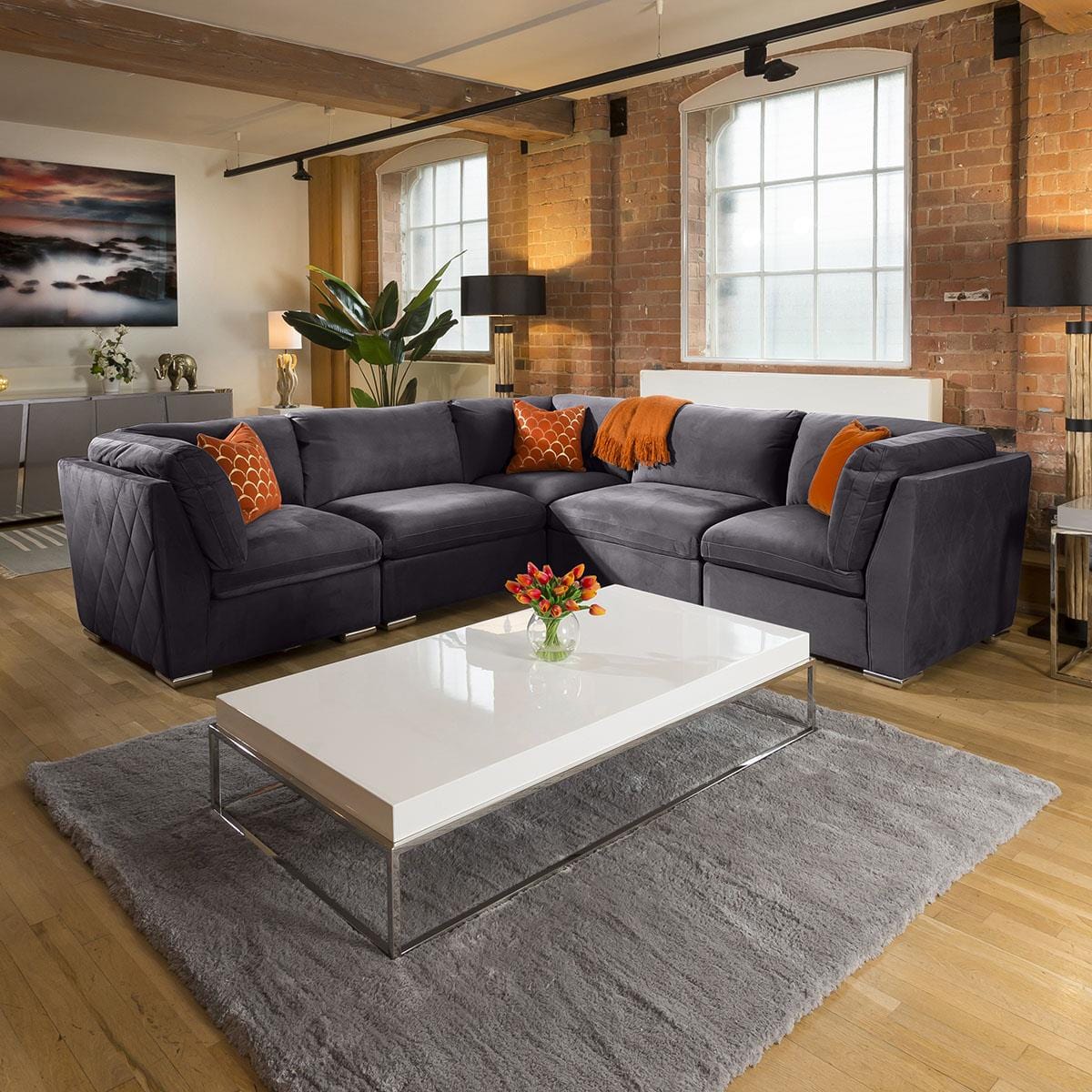Charlotte 5 Seater Corner Sofa - Dark Grey 14 Living Room / Sofas / In Stock Sofas Sheffield Discount Furniture