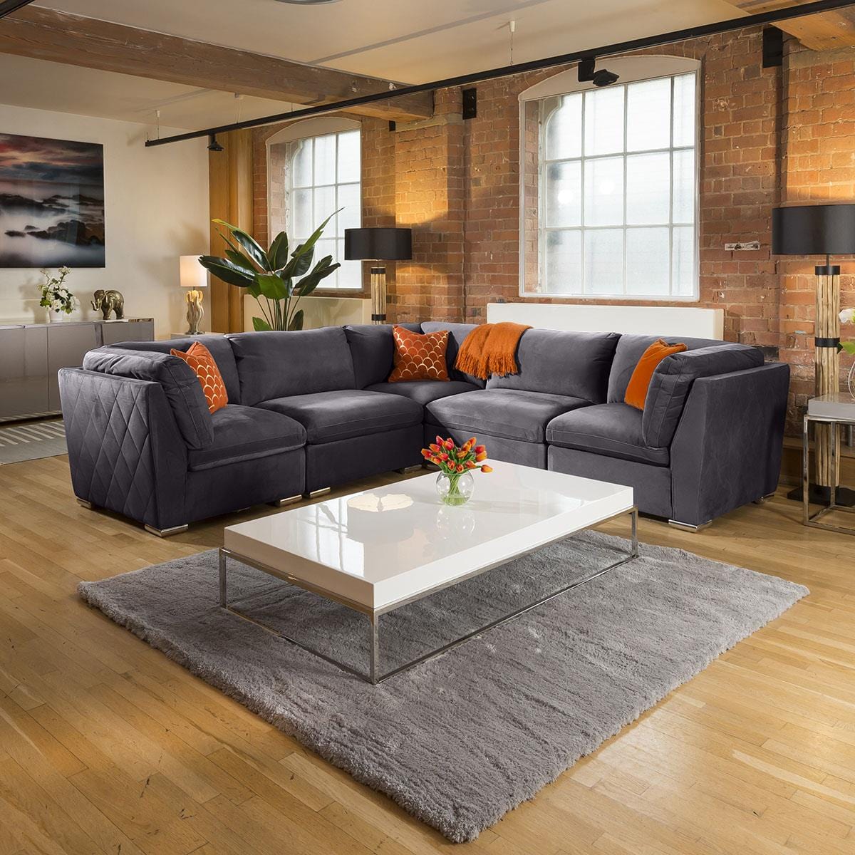 Charlotte 5 Seater Corner Sofa - Dark Grey 14 Living Room / Sofas / In Stock Sofas Sheffield Discount Furniture
