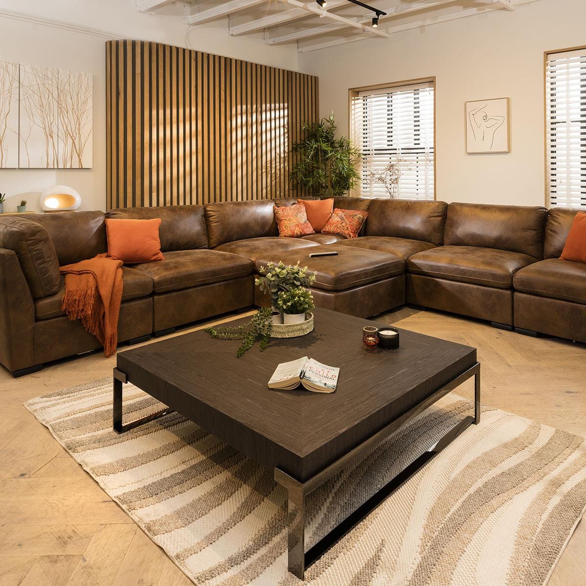 Charlotte 8 Seater Corner Sofa Brown 380x380cm 17 Sheffield Discount Furniture