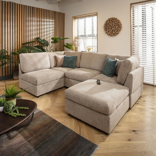 Sophie 4 Seater Corner Sofa Biscuit Beige Boucle 240x160cm 3R