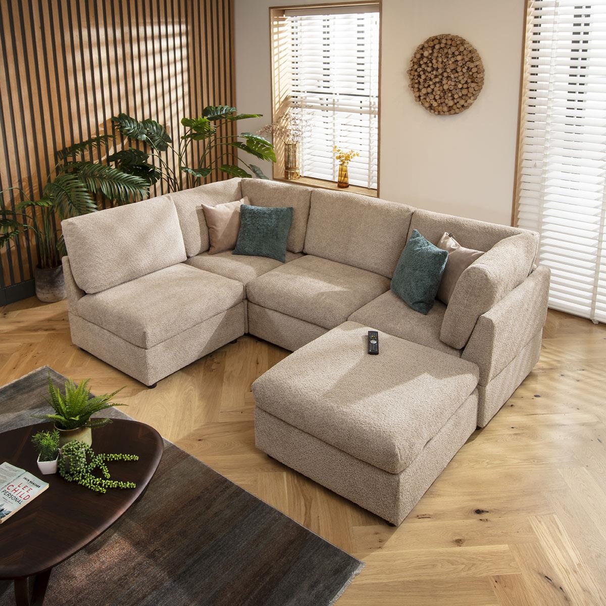 Sophie 4 Seater Corner Sofa Biscuit Beige Boucle 240x160cm 3R