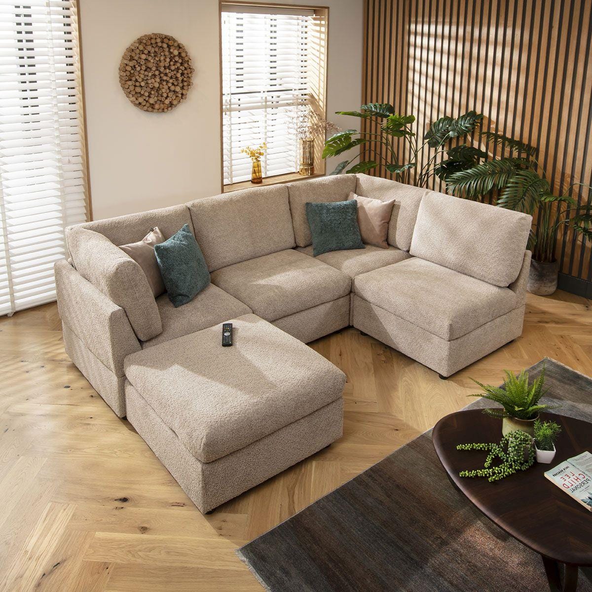 Sophie 4 Seater Corner Sofa Biscuit Beige Boucle 240x160cm 3L