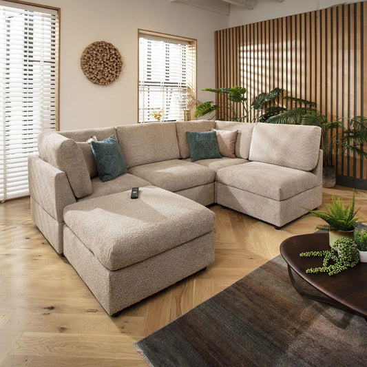 Sophie 4 Seater Corner Sofa Biscuit Beige Boucle 240x160cm 3L