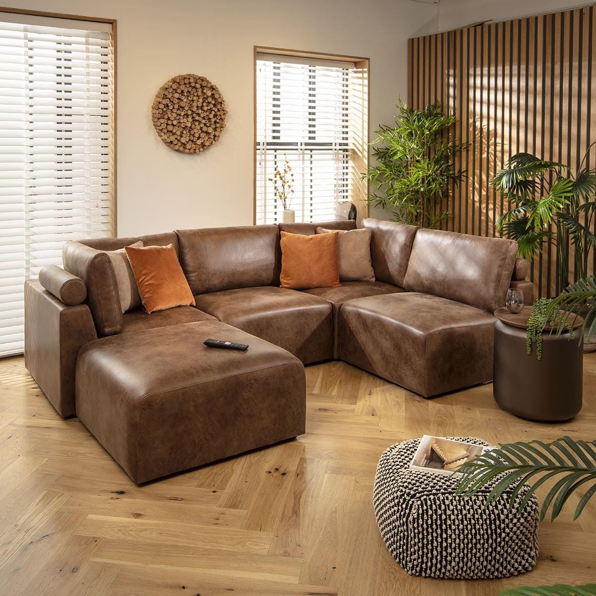 Victoria 4 Seater Corner Sofa Antique Brown 266x176cm 3R