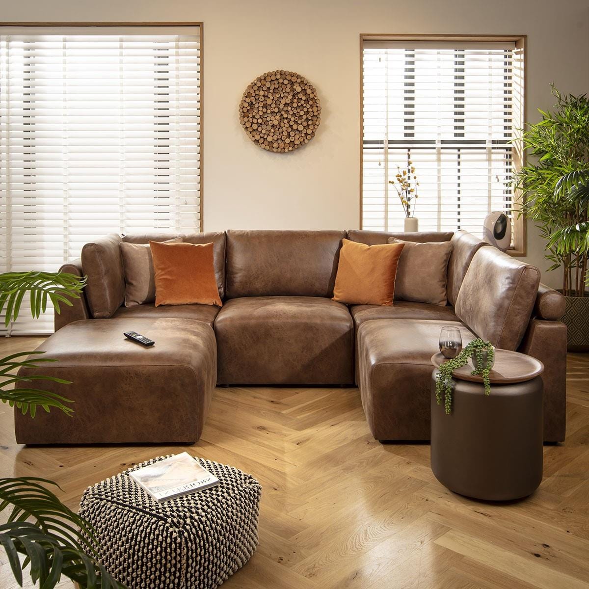 Victoria 4 Seater Corner Sofa Antique Brown 266x176cm 3R