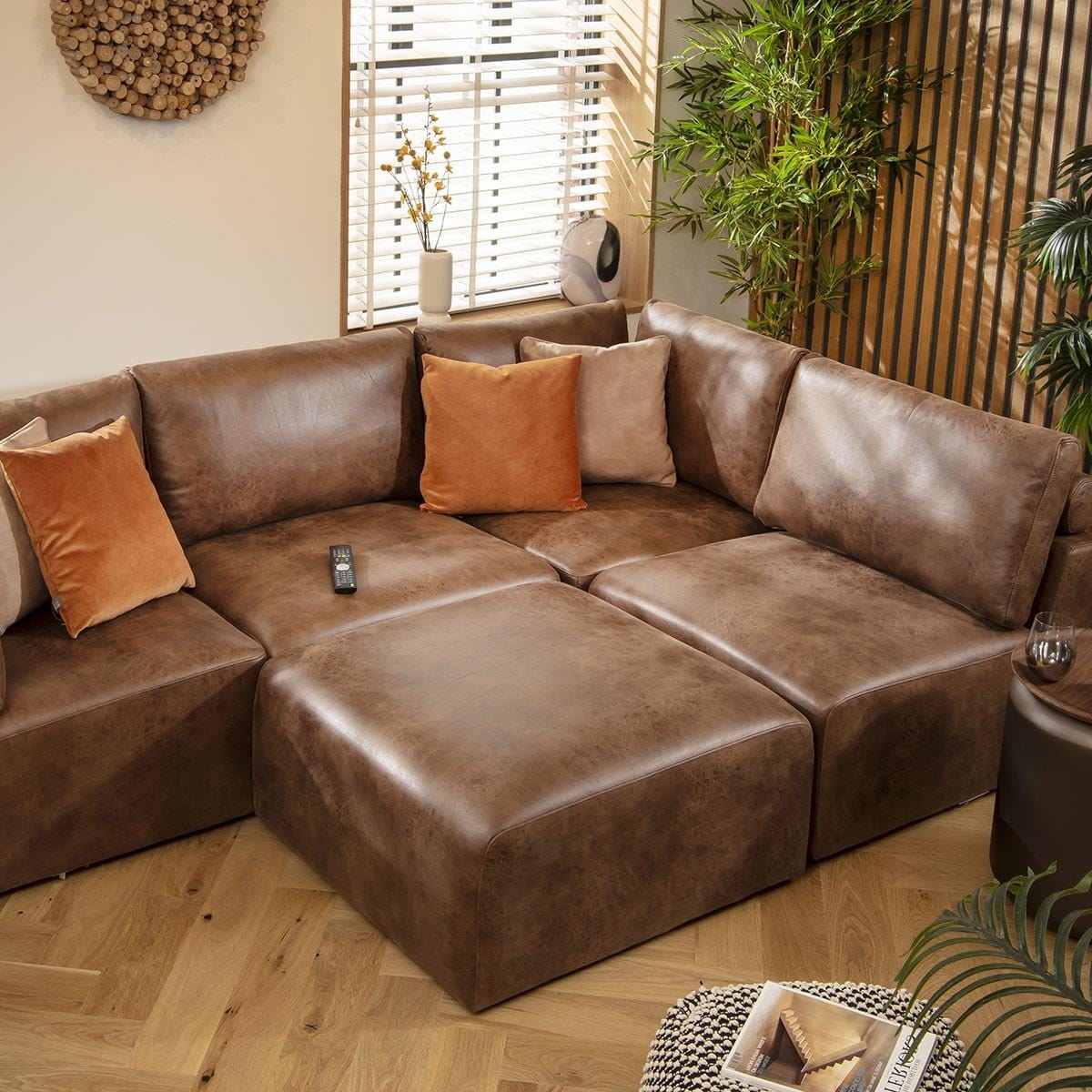 Victoria 4 Seater Corner Sofa Antique Brown 266x176cm 3R