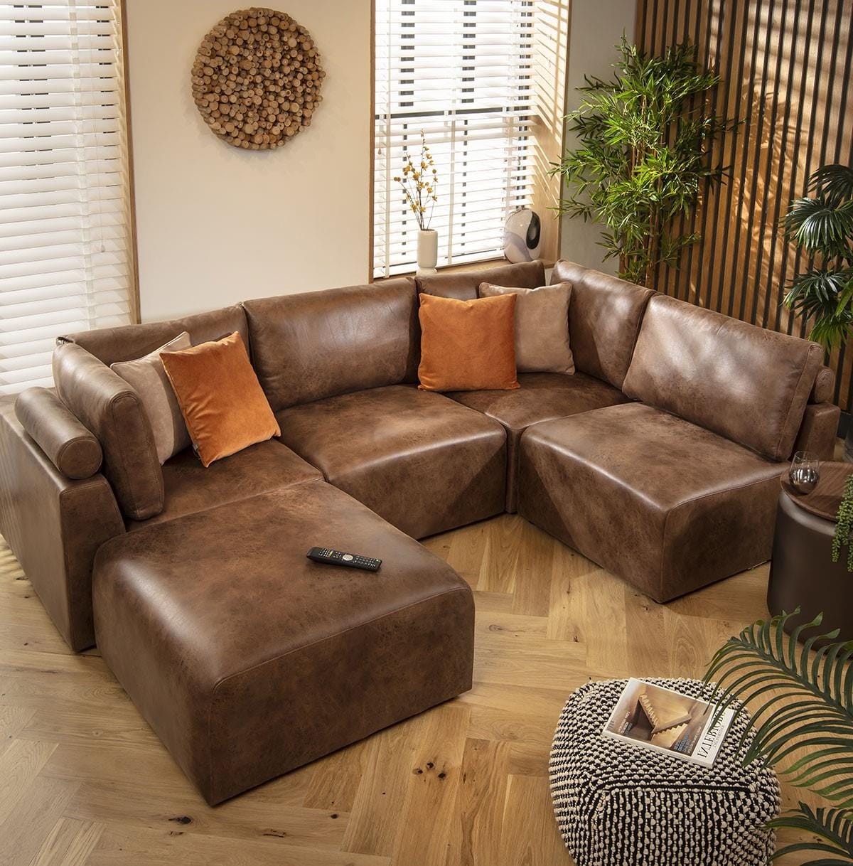 Victoria 4 Seater Corner Sofa Antique Brown 266x176cm 3R