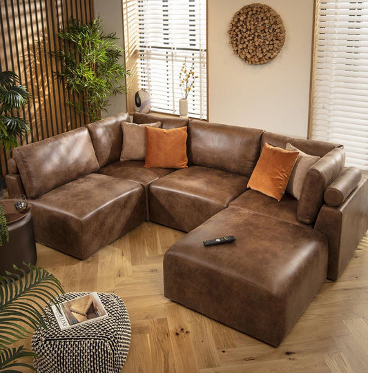 Victoria 4 Seater Corner Sofa Antique Brown 266x176cm 3L