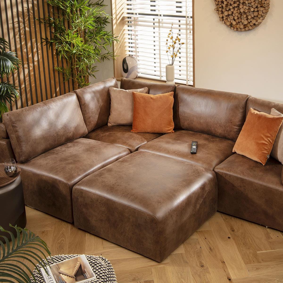 Victoria 4 Seater Corner Sofa Antique Brown 266x176cm 3L