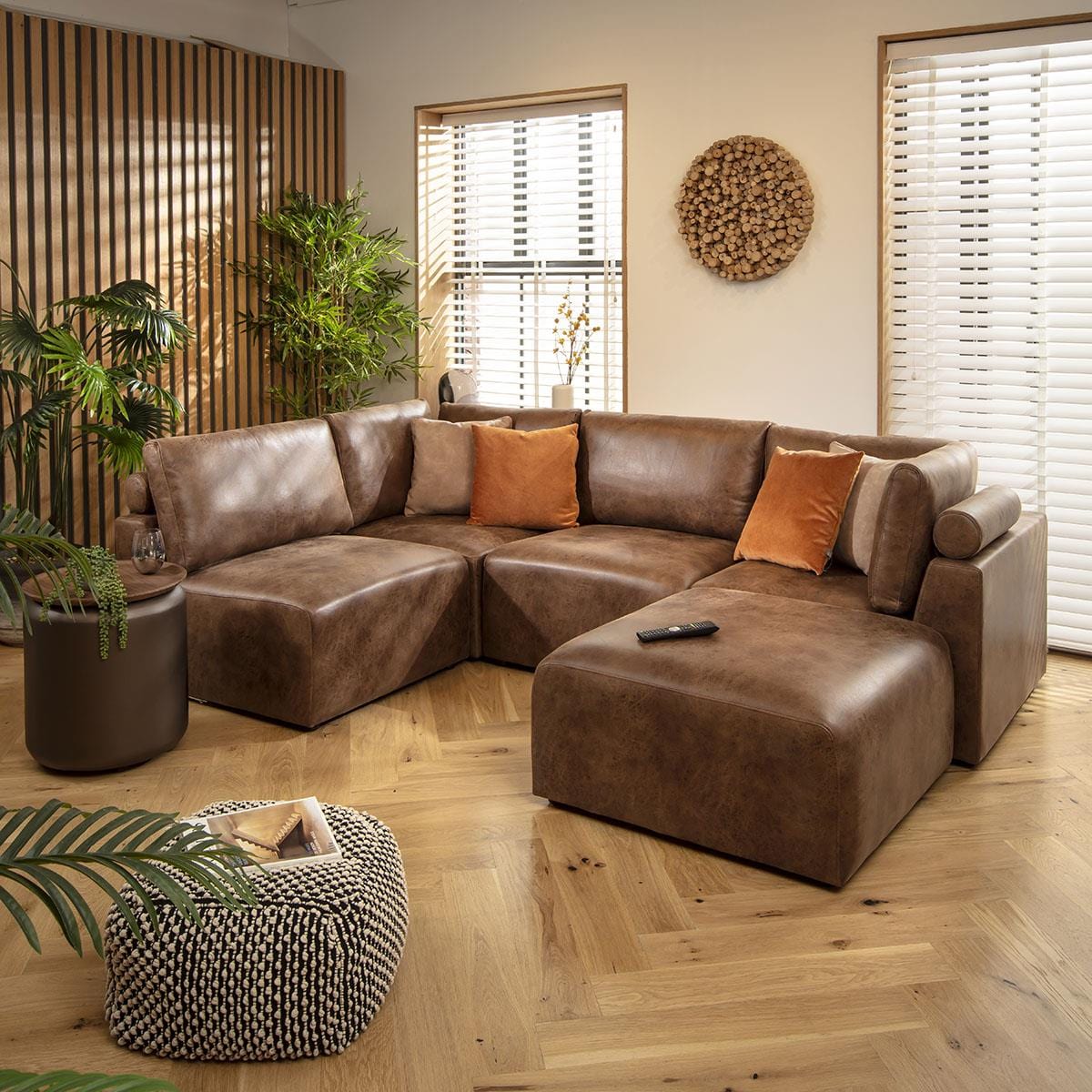 Victoria 4 Seater Corner Sofa Antique Brown 266x176cm 3L