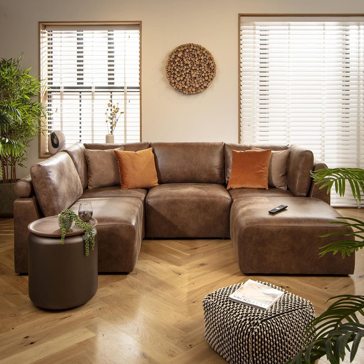 Victoria 4 Seater Corner Sofa Antique Brown 266x176cm 3L