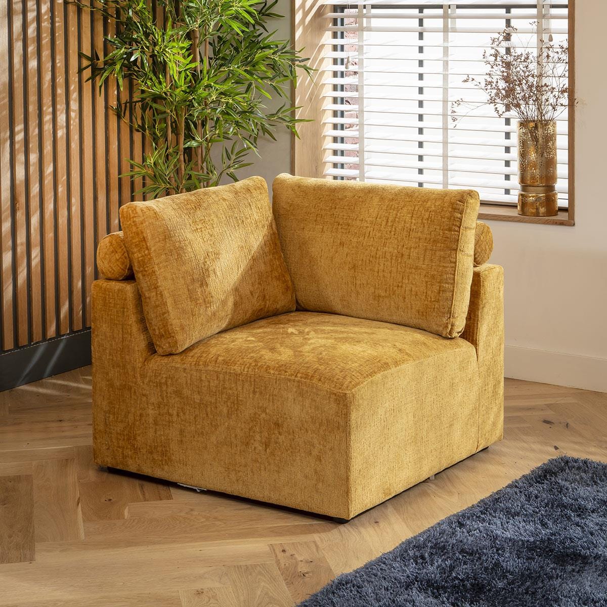Victoria 4 Seater Corner Sofa Mustard Chenille 266x176cm 3R