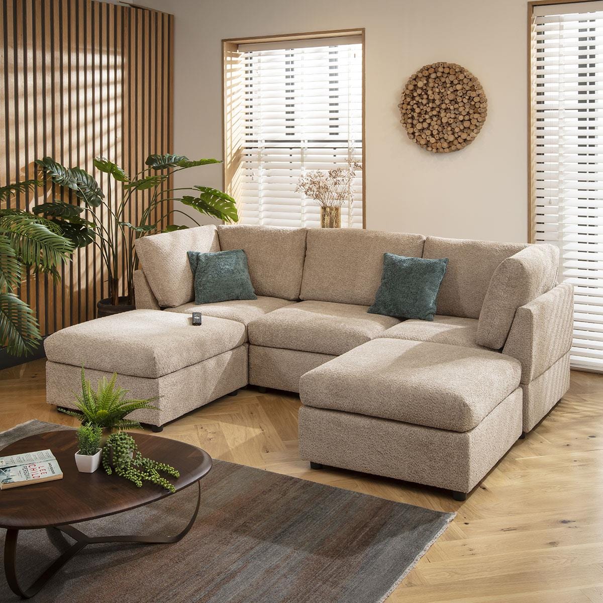 Sophie 3 Seater U-Shape Sofa Biscuit Beige Boucle 240x160cm 4