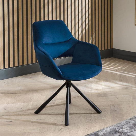 Davina Swivel Velvet Dining Chair Blue