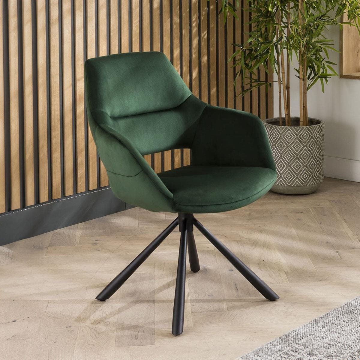 Davina Swivel Velvet Dining Chair Green