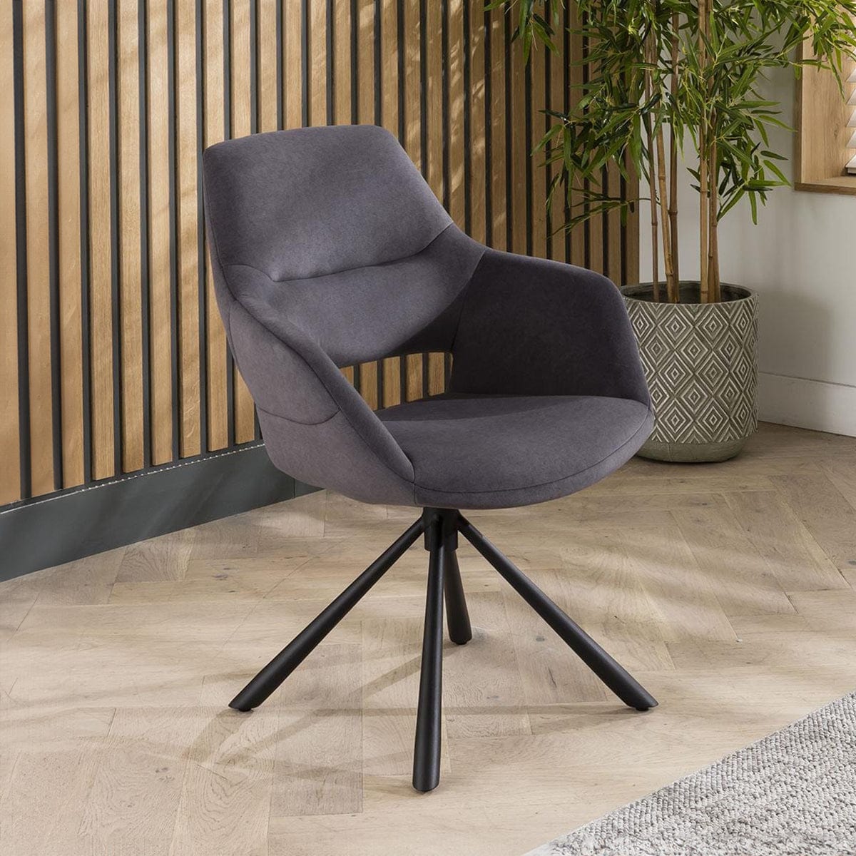 Davina Swivel Velvet Dining Chair Grey