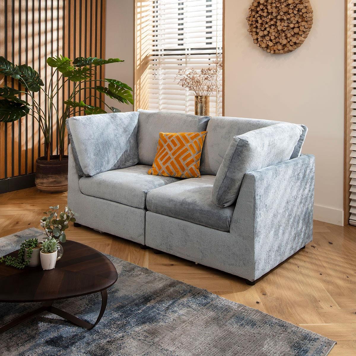 Sophie Small 2 Seater Sofa Blue Chenille 160x80cm 2S