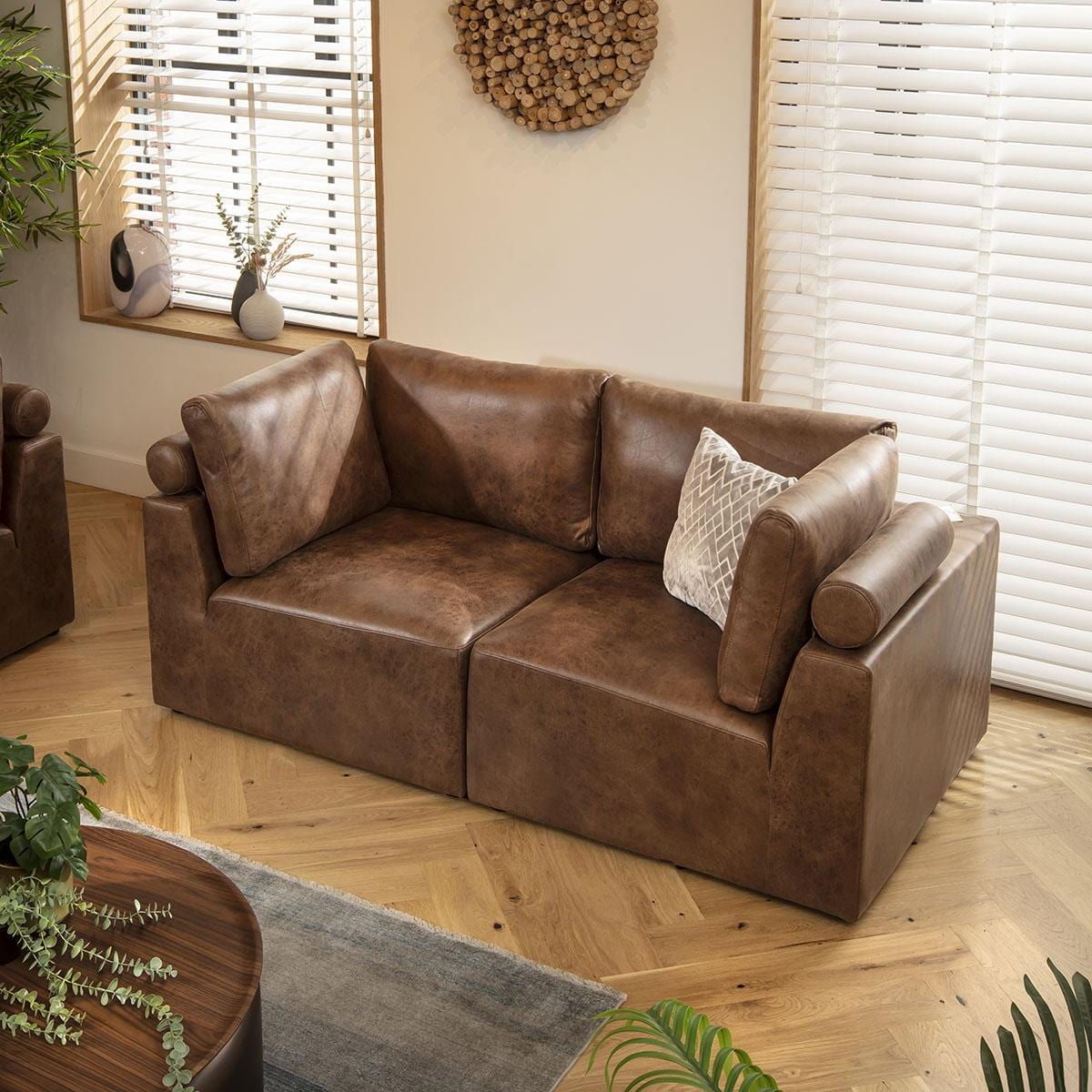 Victoria Small 2 Seater Sofa Antique Brown 184x92cm 2S