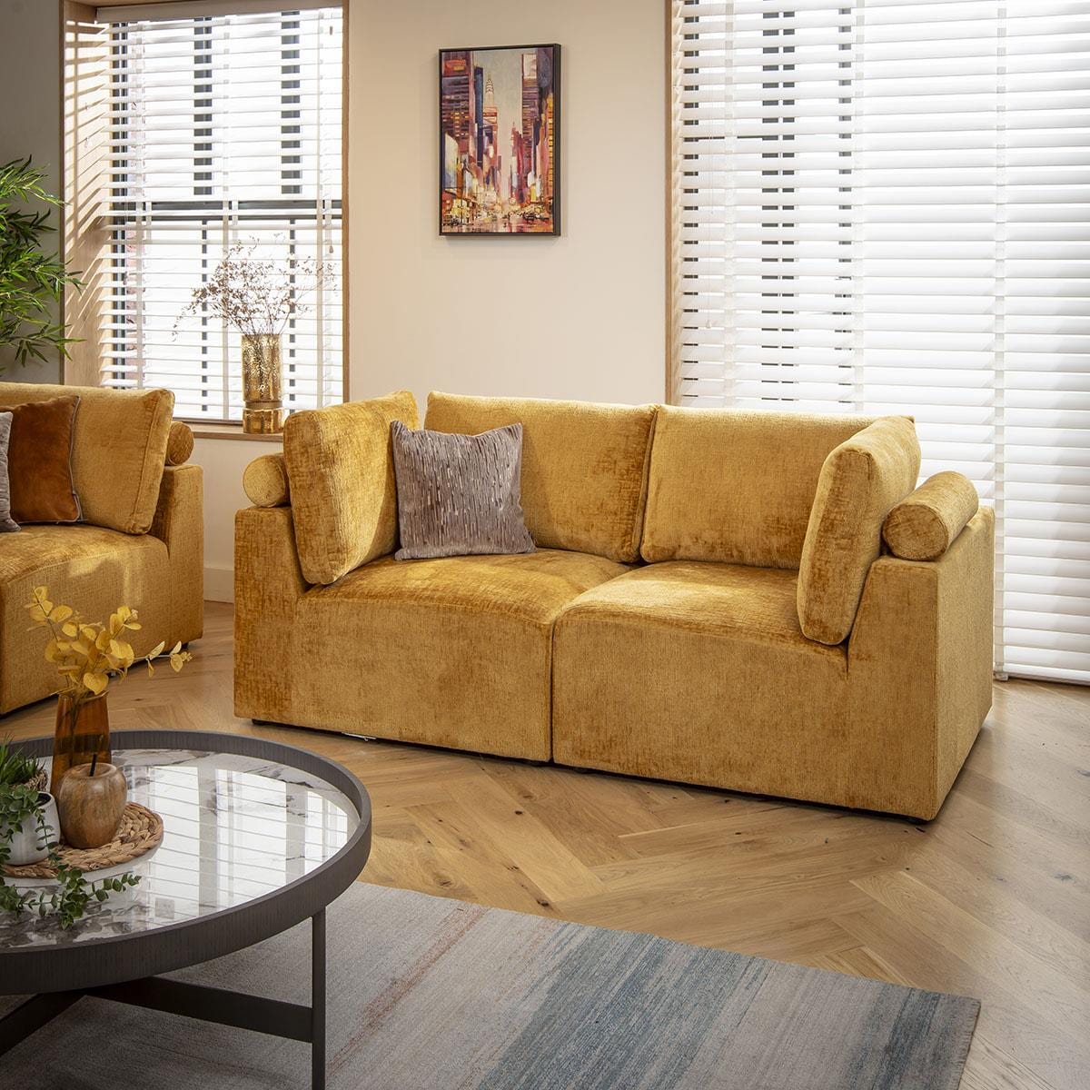 Victoria Small 2 Seater Sofa Mustard Chenille 184x92cm 2S