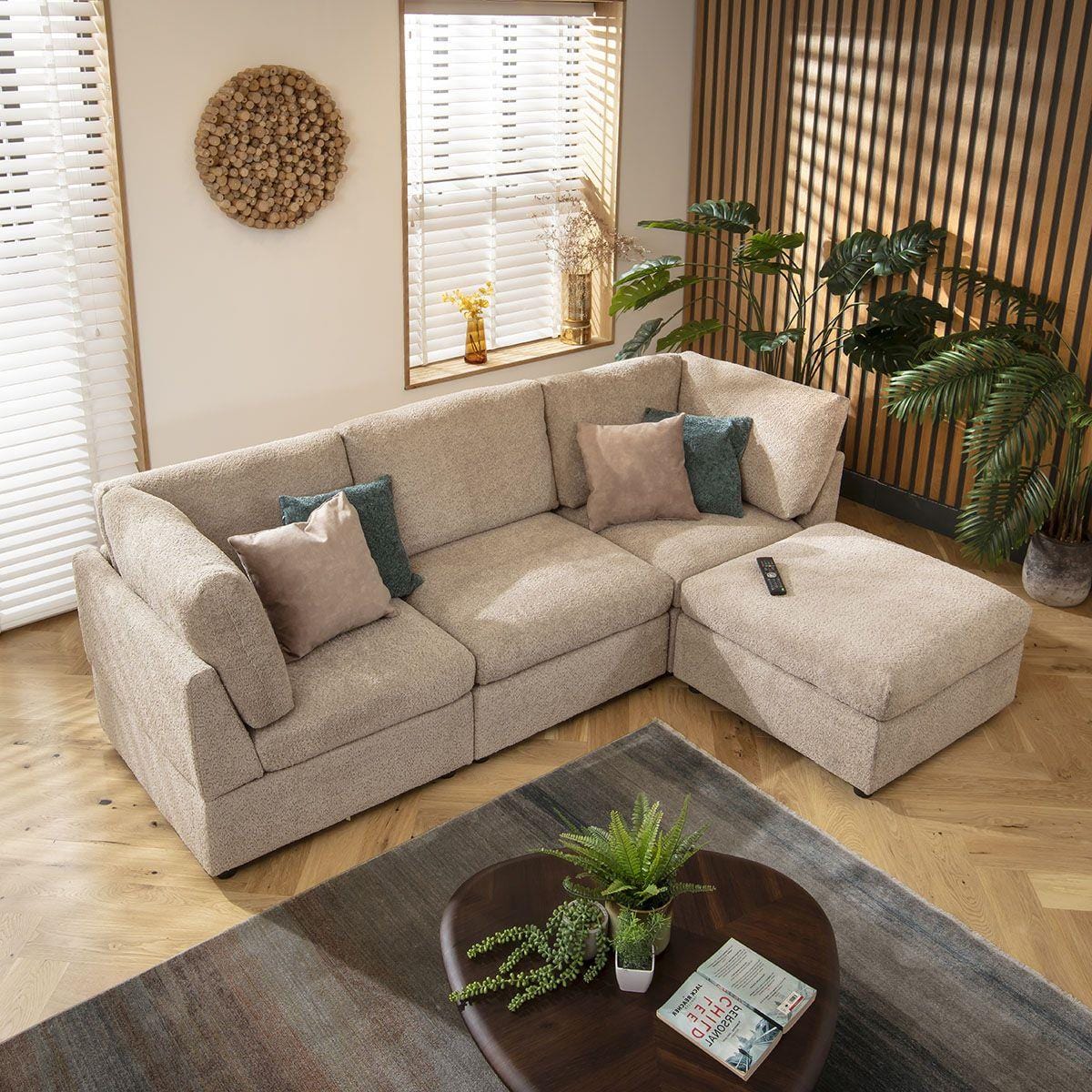 Sophie 3 Seater Modular Sofa Biscuit Beige Boucle 240x160cm 2R