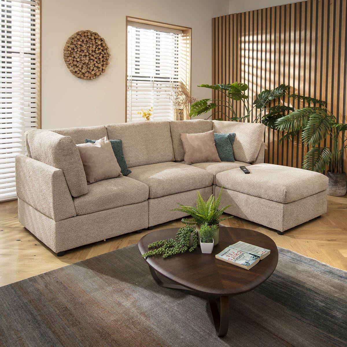 Sophie 3 Seater Modular Sofa Biscuit Beige Boucle 240x160cm 2R