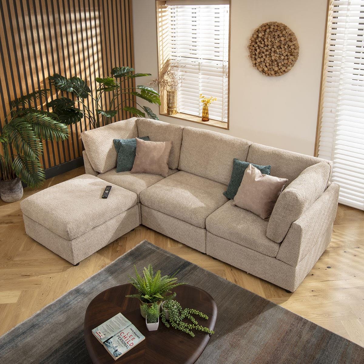 Sophie 3 Seater Modular Sofa Biscuit Beige Boucle 240x160cm 2L