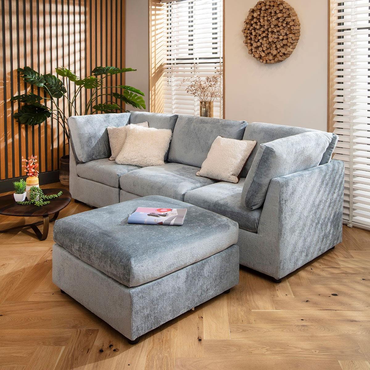 Sophie 3 Seater Modular Sofa Blue Chenille 240x160cm 2R