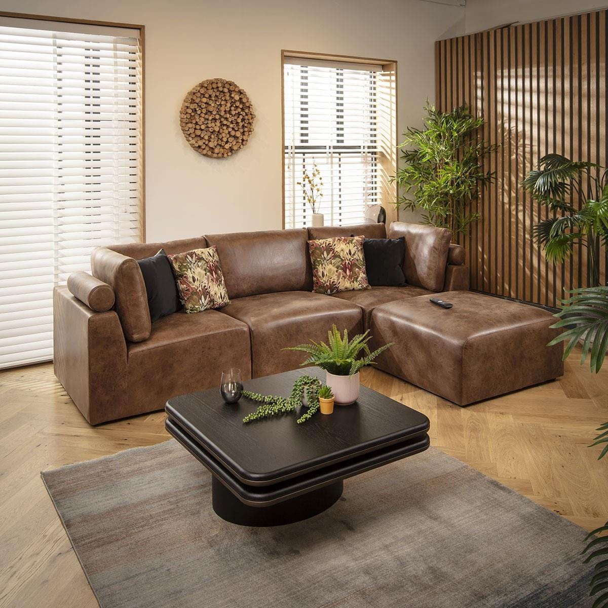 Victoria 3 Seater Modular Sofa Antique Brown 266x176cm 2R