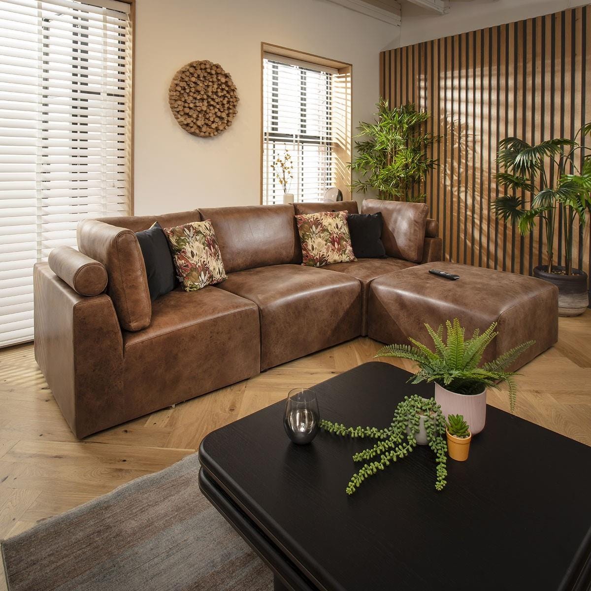 Victoria 3 Seater Modular Sofa Antique Brown 266x176cm 2R