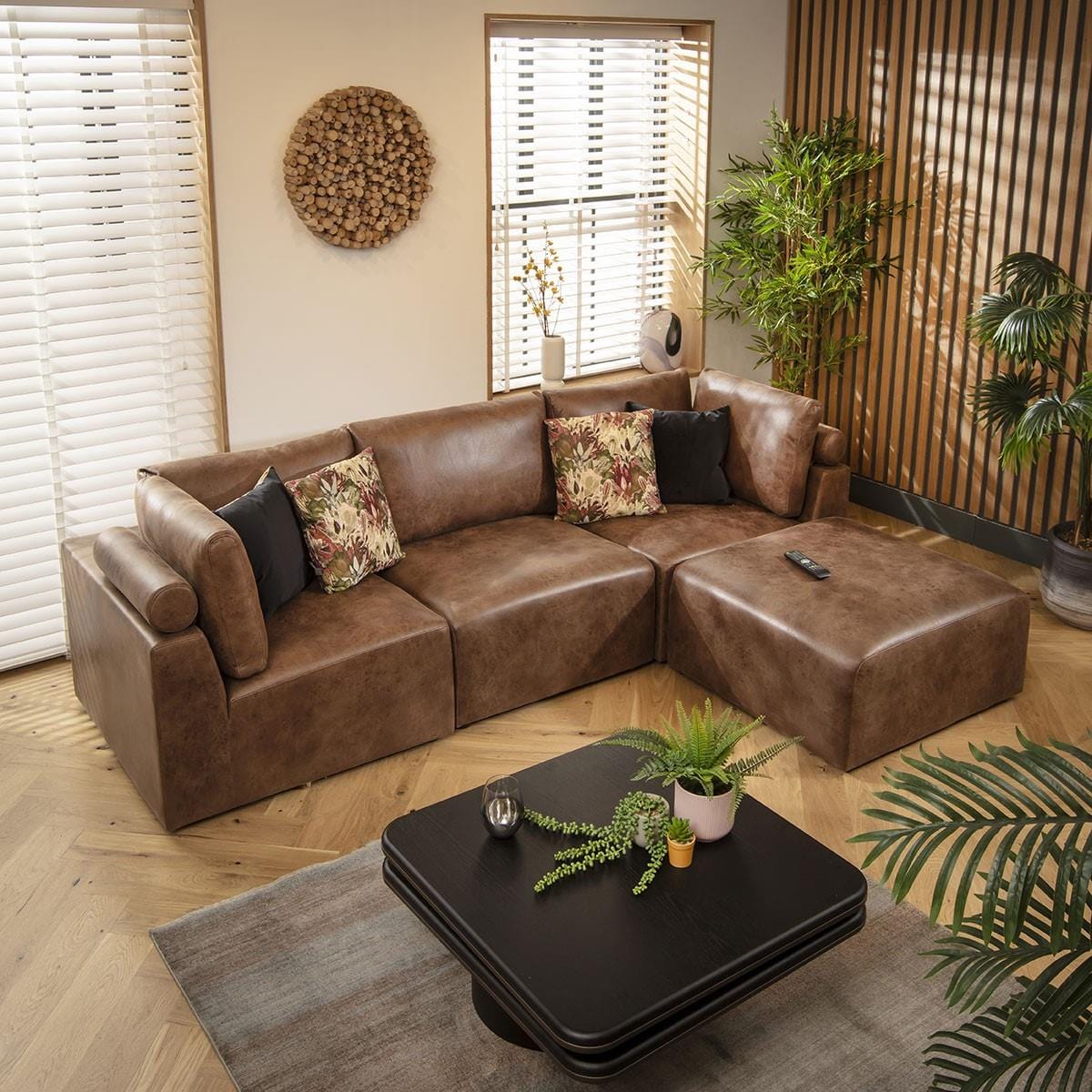 Victoria 3 Seater Modular Sofa Antique Brown 266x176cm 2R