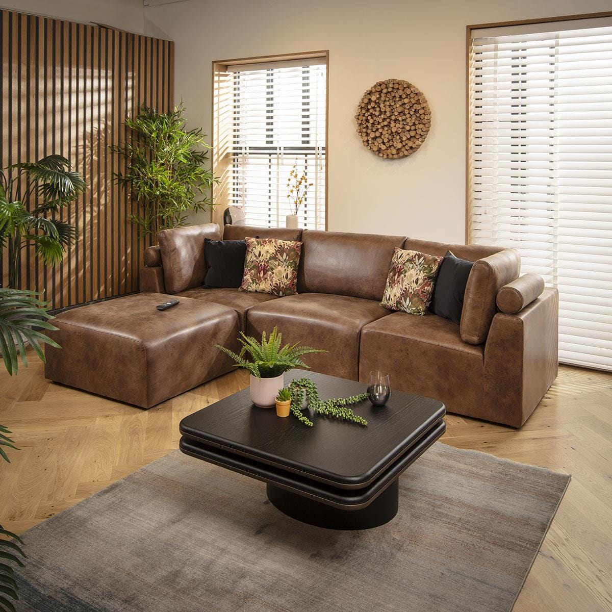 Victoria 3 Seater Modular Sofa Antique Brown 266x176cm 2L