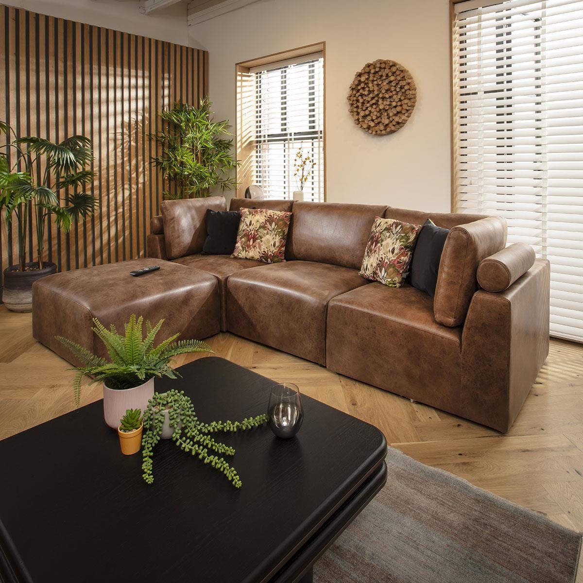 Victoria 3 Seater Modular Sofa Antique Brown 266x176cm 2L