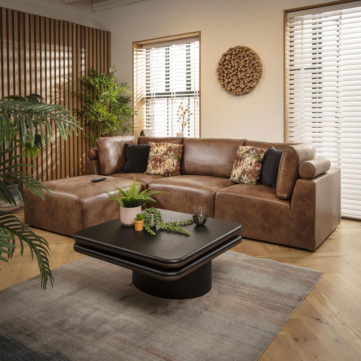 Victoria 3 Seater Modular Sofa Antique Brown 266x176cm 2L
