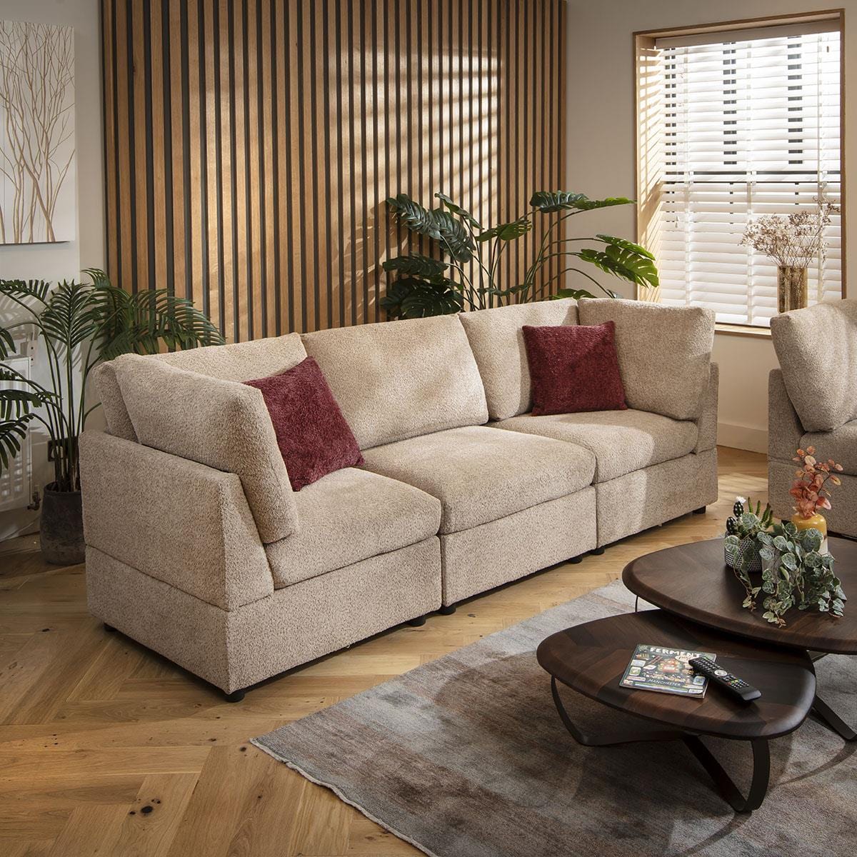 Sophie 3 Seater Modular Sofa Biscuit Beige Boucle 240x80cm 1