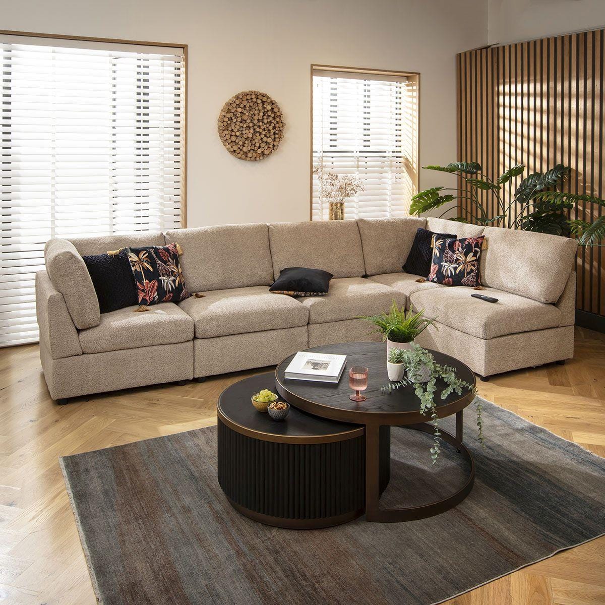 Sophie 6 Seater Corner Sofa Biscuit Beige Boucle 320x160cm 13L