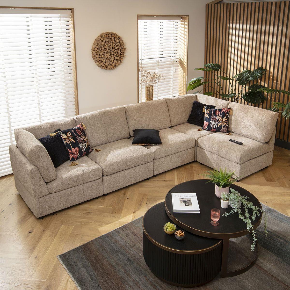 Sophie 6 Seater Corner Sofa Biscuit Beige Boucle 320x160cm 13L