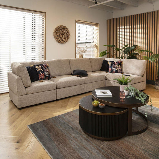 Sophie 6 Seater Corner Sofa Biscuit Beige Boucle 320x160cm 13L