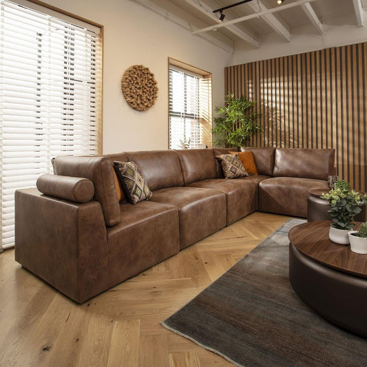 Victoria 6 Seater Corner Sofa Antique Brown 348x174cm 13L