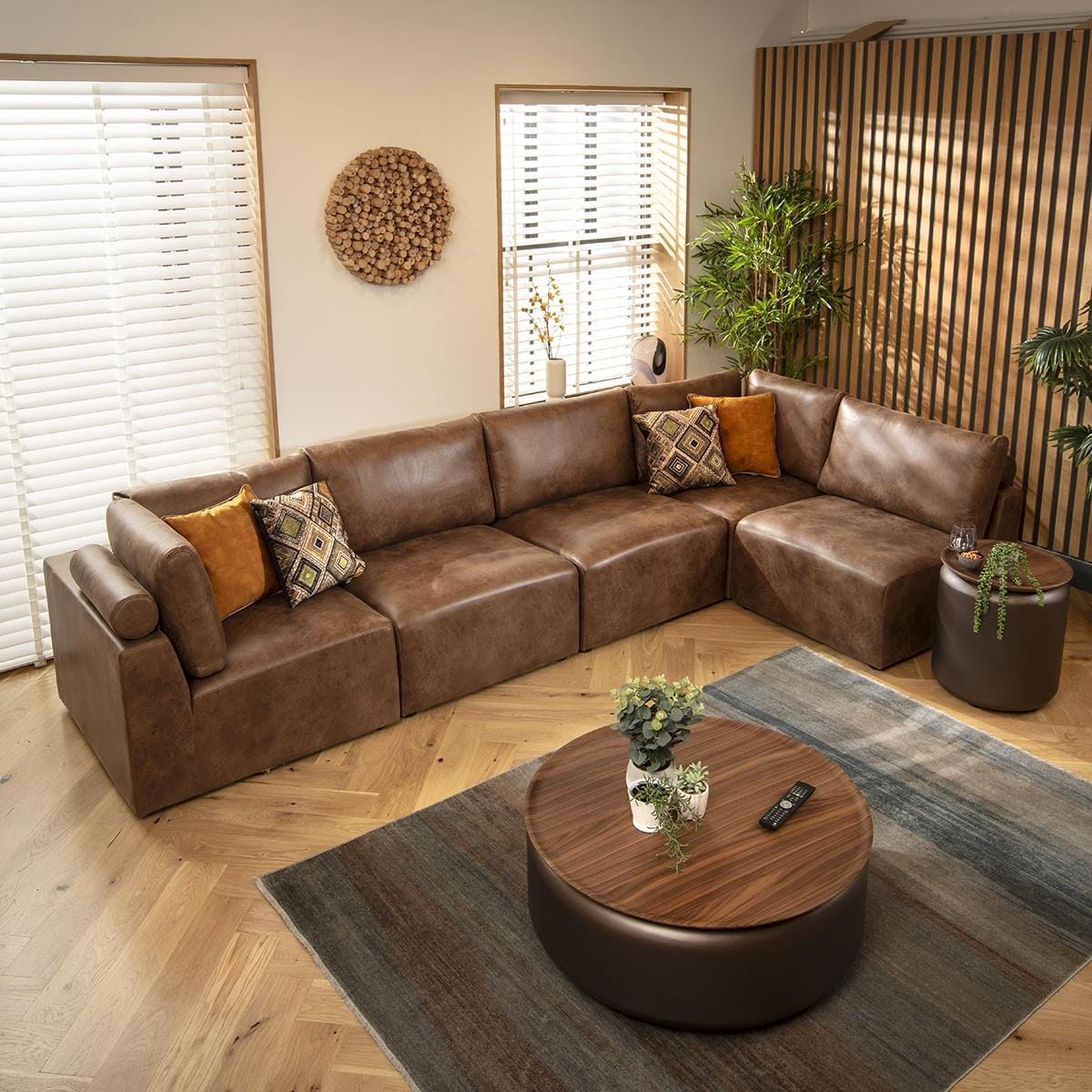 Victoria 6 Seater Corner Sofa Antique Brown 348x174cm 13L