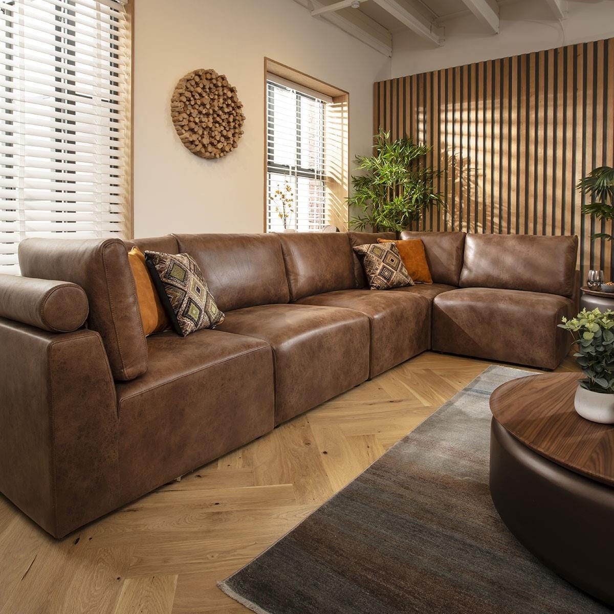 Victoria 6 Seater Corner Sofa Antique Brown 348x174cm 13L