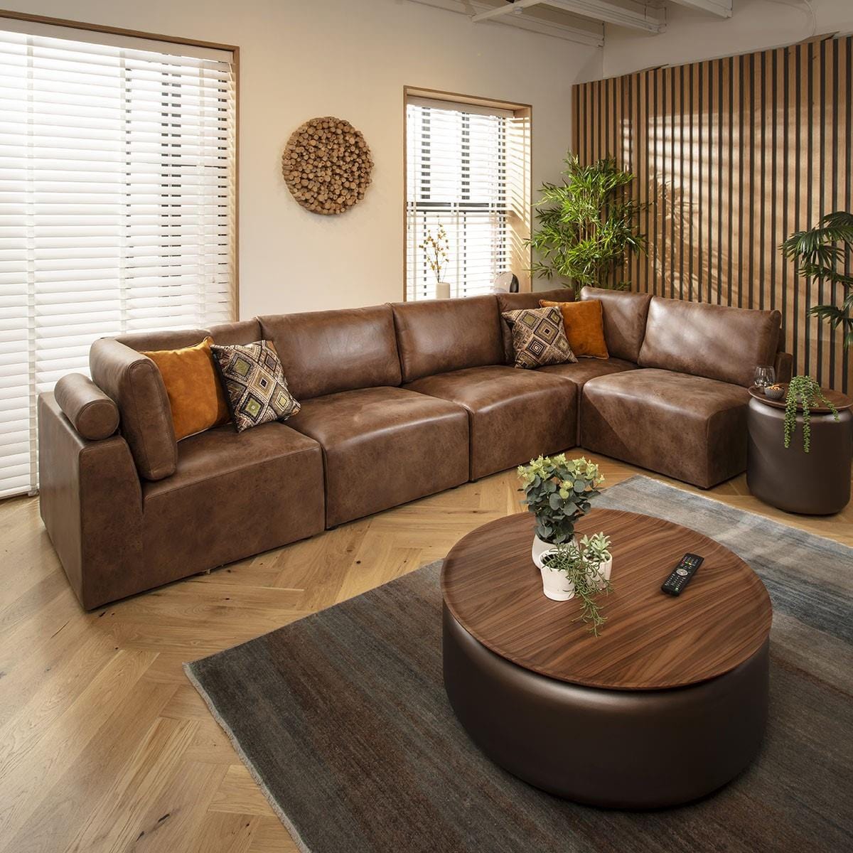 Victoria 6 Seater Corner Sofa Antique Brown 348x174cm 13L