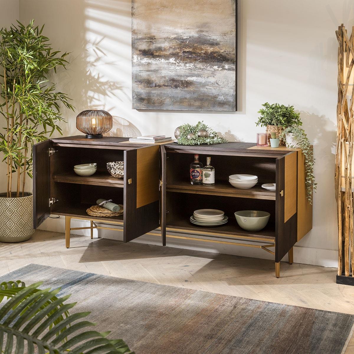 Moira 4 Door Wooden Sideboard Buffet Brown 200cm Sheffield Discount Furniture